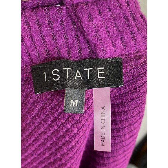 1. STATE Womens Low Back Long Sleeve Jewel Neck Sweater Purple Size Medium - Picture 5 of 7